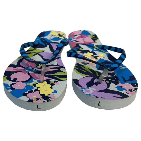 New Vera Bradley Flip Flop Womens L 9 10 Floral Thong Rubber Sole Sandal Blue - Picture 8 of 8